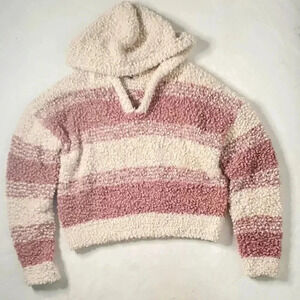 Hippie rose Knitted Fluffy Hooded Cropped Pullover Sweater  Sz Small NWOT